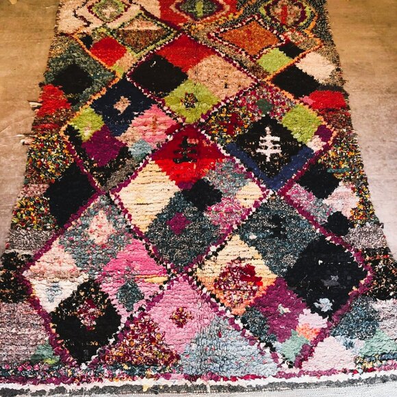 Vibrant Boucherouite Moroccan Handmade Rug - 7’2”X4’7" - Authentic carpet - Picture 8 of 8